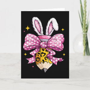 Hoppy Teacher Cute Coquette Bow Bunny Easter Day K Card
