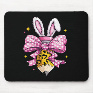 Hoppy Teacher Cute Coquette Bow Bunny Easter Day K Mouse Pad