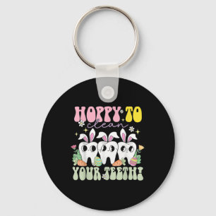 Hoppy To Clean Your Teeth Easter Day Dental Hygien Keychain