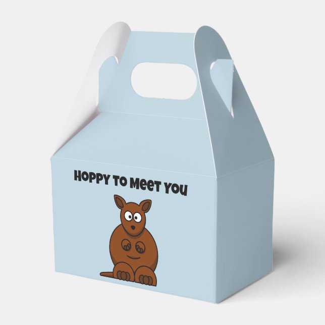 Hoppy to Meet You Kangaroo Funny Cartoon Favor Box (Front Side)