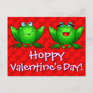 Hoppy Valentines Day Red Hearts Frogs Carte postal