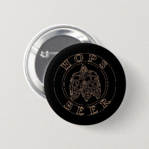 Hops Beer - Gold Black 2 Inch Round Button