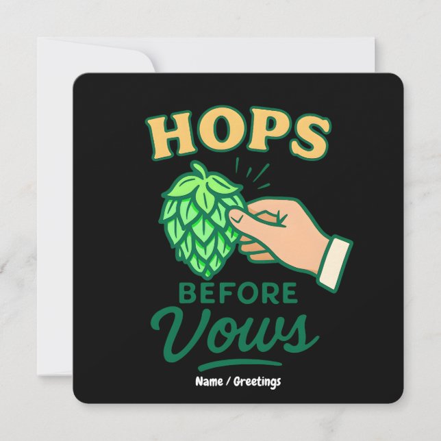  Hops Before Vows Funny Wedding Party Drinking  Invitation (Front)