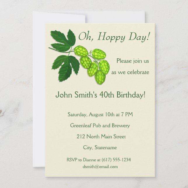 Hops Flowers Botanical Art Party Invitation (Front)