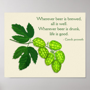 Hops Plant Beer Brewing Print with