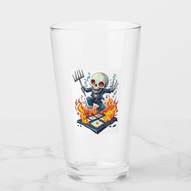 Hopscotch from Hell � Funny Demon Skull Glass (Front)