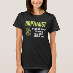 Hoptimist Graphic Green Hop Humour Craft Brew Fun T-Shirt