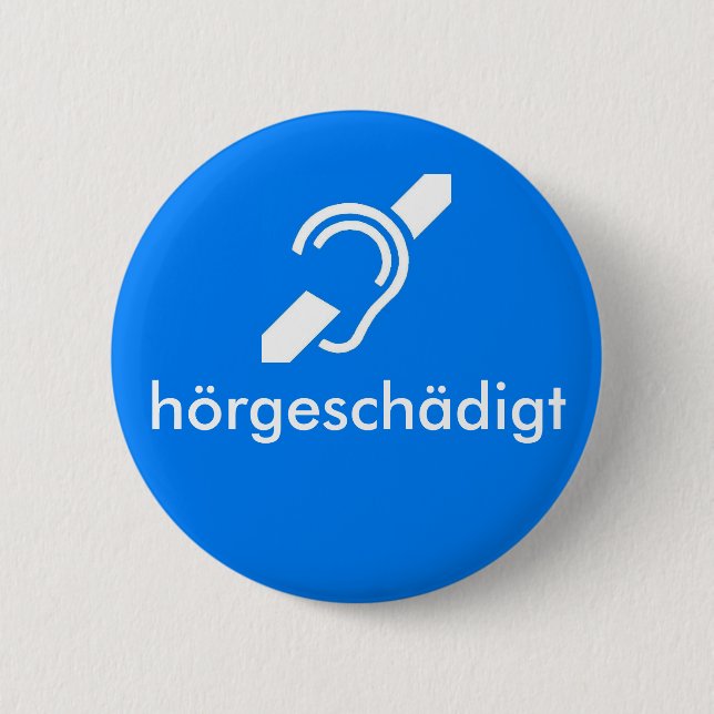 hörgeschädigt German - Hearing Impaired 2 Inch Round Button (Front)