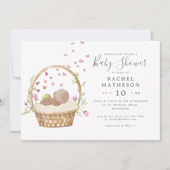 horisontal easter watercolor baby shower invitation (Front)