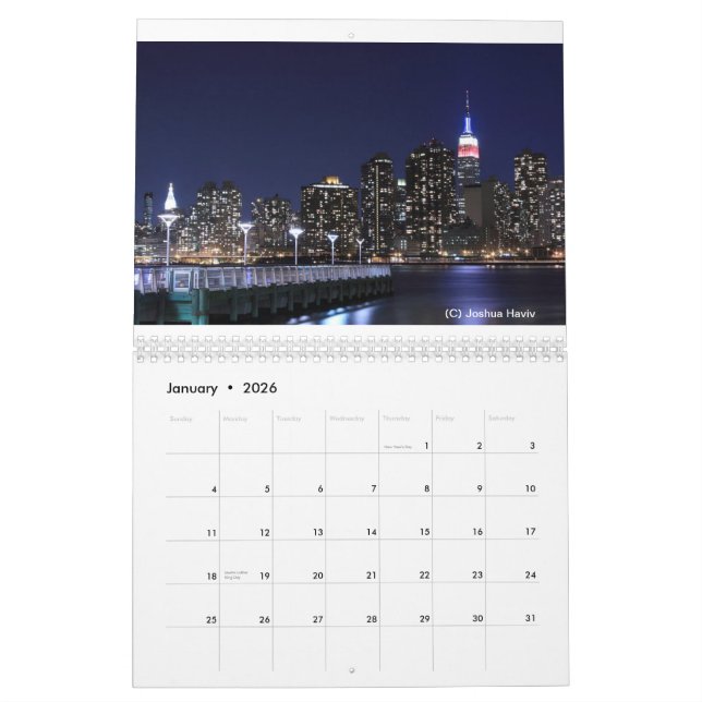 Horizon de New York City au calendrier mural de (Jan 2026)
