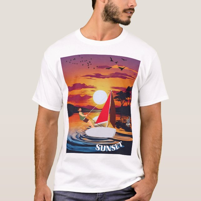 Horizon Harmony at Sunset T-Shirt (Front)