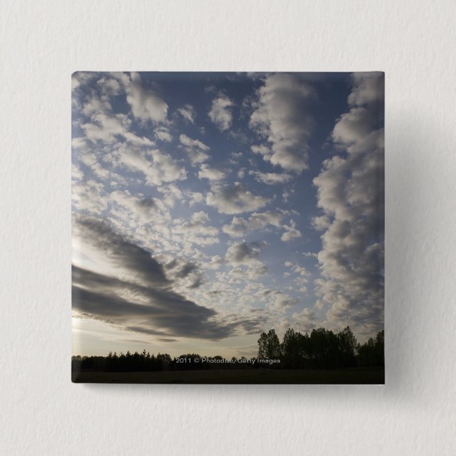 Horizon Sky View with Clouds 2 Inch Square Button (Front)