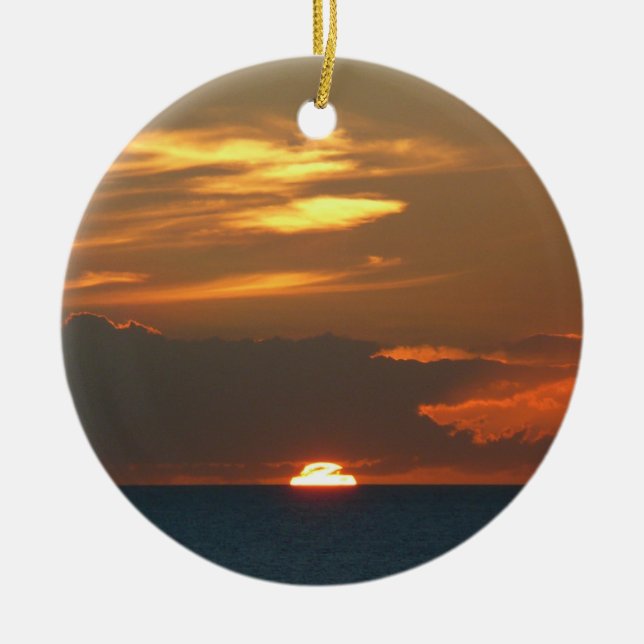 Horizon Sunset Colourful Seascape Photography Ceramic Ornament (Front)
