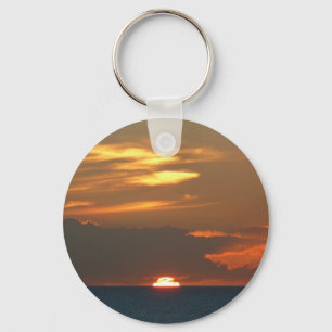 Horizon Sunset Colourful Seascape Photography Keychain