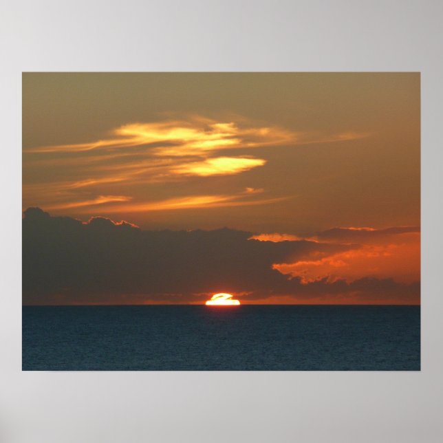 Horizon Sunset Colourful Seascape Photography Poster (Front)