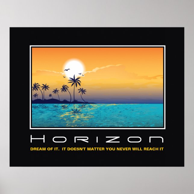 Horizon tropical sunset palm trees motivational poster (Front)