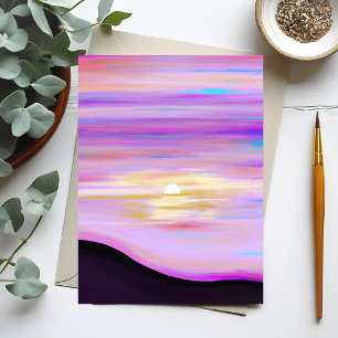 Horizons roses Carte postale peinte au coucher d