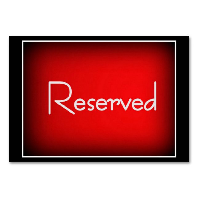 Horizontal 3.5" x 5" Tablecard Reserved , Basic Table Number (Front)