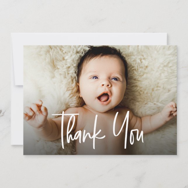 Horizontal Baby Girl Photo Handlettering Birth Announcement (Front)