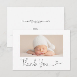 Horizontal Baby Photo Thank you Heart Baby shower Card