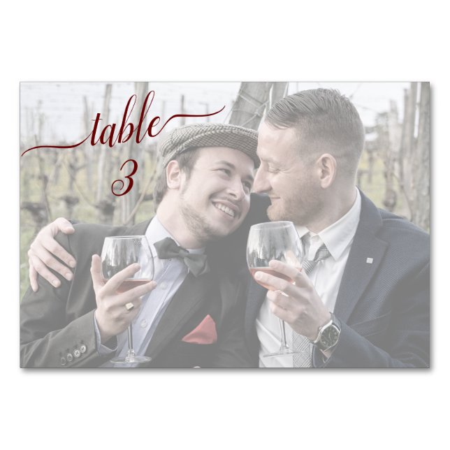 Horizontal ✨ Beautiful Faded Couple Wedding Photo  Table Number (Front)