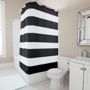 Horizontal Black And White Stripes Shower Curtain