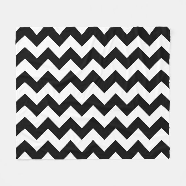 Horizontal Black and White Zigzag Fleece Blanket (Front (Horizontal))