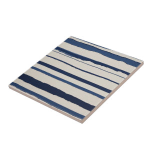 horizontal blue and white abstract stripes tile