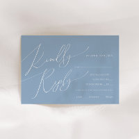 Horizontal Boho Script Blue Menu Choice RSVP Card
