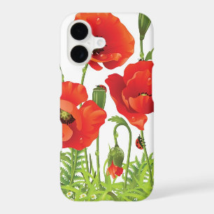 Horizontal border with red poppy