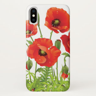 Horizontal border with red poppy Case-Mate iPhone case