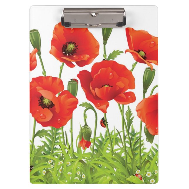 Horizontal border with red poppy clipboard (Front)