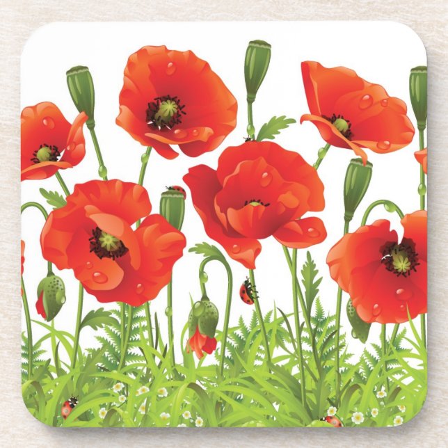 Horizontal border with red poppy coaster (Front)