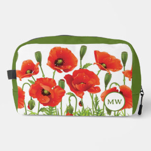 Horizontal border with red poppy dopp kit