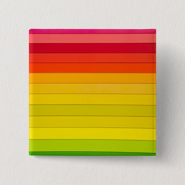 Horizontal Bright Rainbow Stripes 2 Inch Square Button (Front)