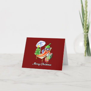 Horizontal Burgundy Red Merry Christmas Chili Holiday Card