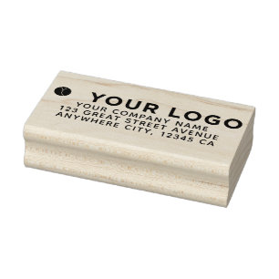 Horizontal Business Logo Return Address Modern Rubber Stamp