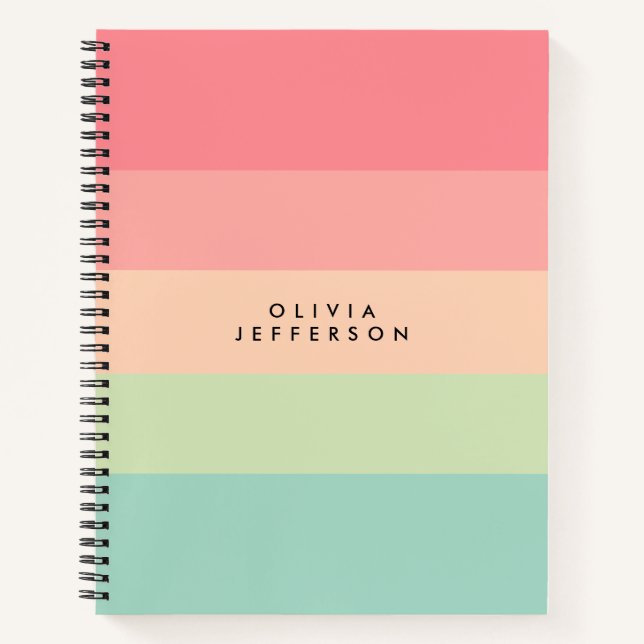 Horizontal Colorblock Stripe Monogram  Notebook (Front)