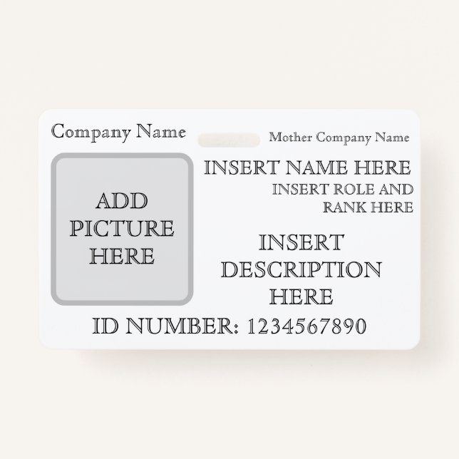 Horizontal Custom ID Badge (Front)