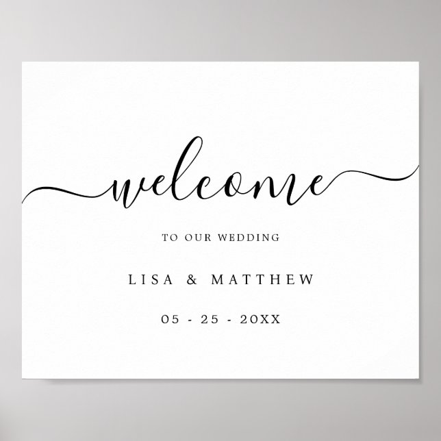 Horizontal Elegant Script Wedding Calligraphy  Poster (Front)