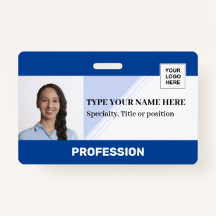 Horizontal Employe   Photo Logo Barcode Name Badge