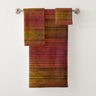 Horizontal fall colors stripes pattern bath towel set