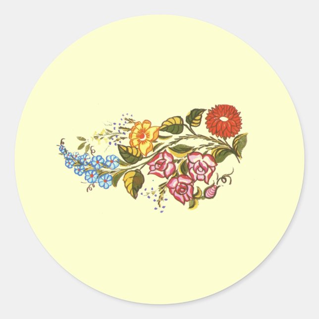 horizontal flowers1 classic round sticker (Front)