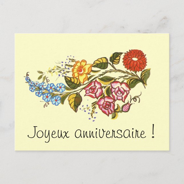 horizontal flowers1 - Joyeux anniversaire Postcard (Front)