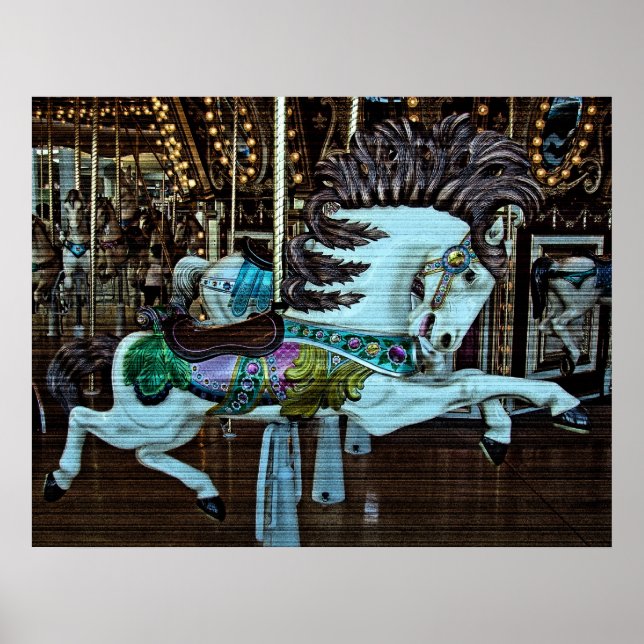 Horizontal Grain Merry-Go-Round Horse Poster (Front)