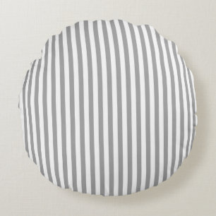 Horizontal Grey And White Stripes Pattern 2 Round Pillow
