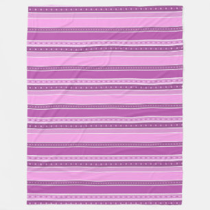 Horizontal lilac pink stripes with polka dot decor fleece blanket
