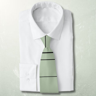 Horizontal lines, black stripes on green tie