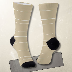 Horizontal lines, white stripes on beige socks