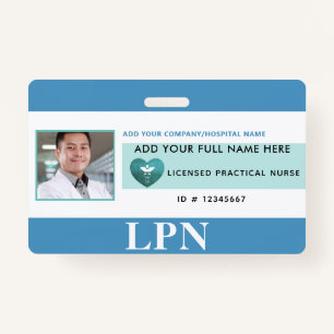 Horizontal LPN License Practical Nurse, Photo ID Badge